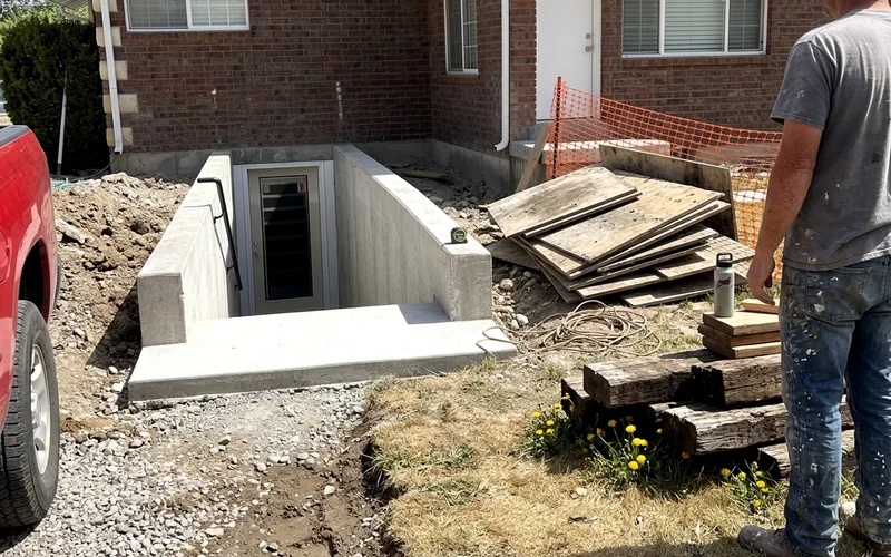New concrete walkout walls replacing timber, forms just removed
