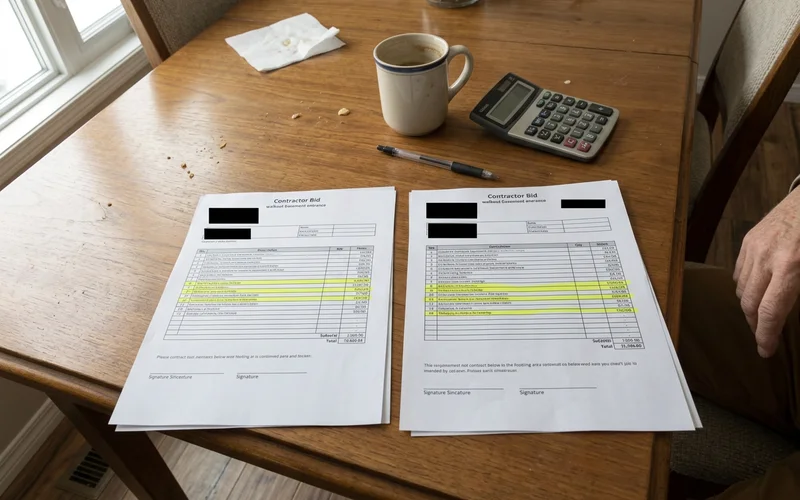 Two walkout bids side by side with highlighted line items