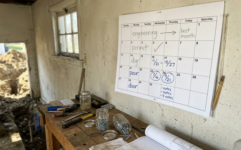 Calendar with walkout project stages marked