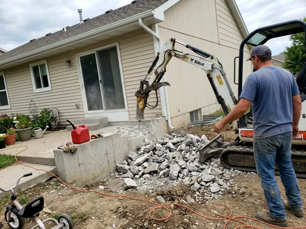 Illustration of demolition of a failing walkout